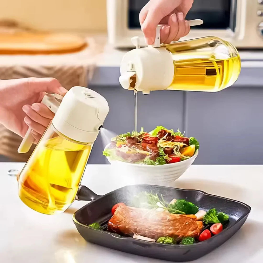 2-in-1 Glass Oil Sprayer and Dispenser