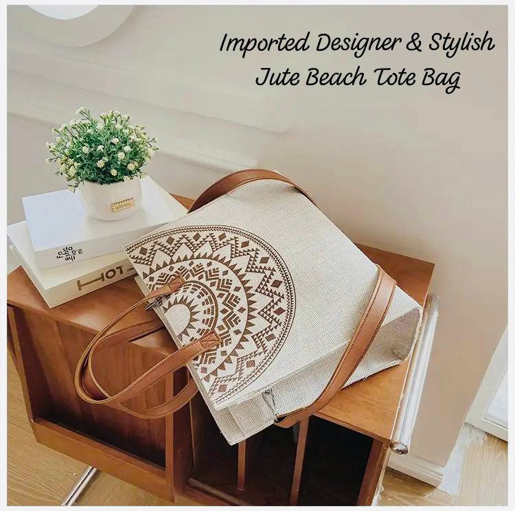 STYLISH JUTE BEACH TOTE BAG*