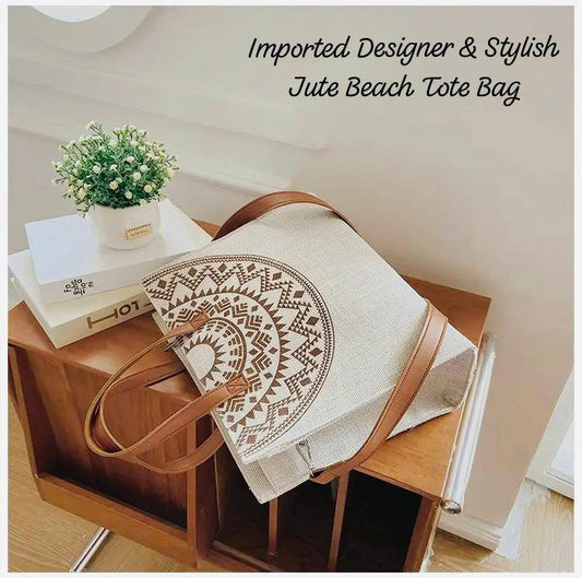 STYLISH JUTE BEACH TOTE BAG*