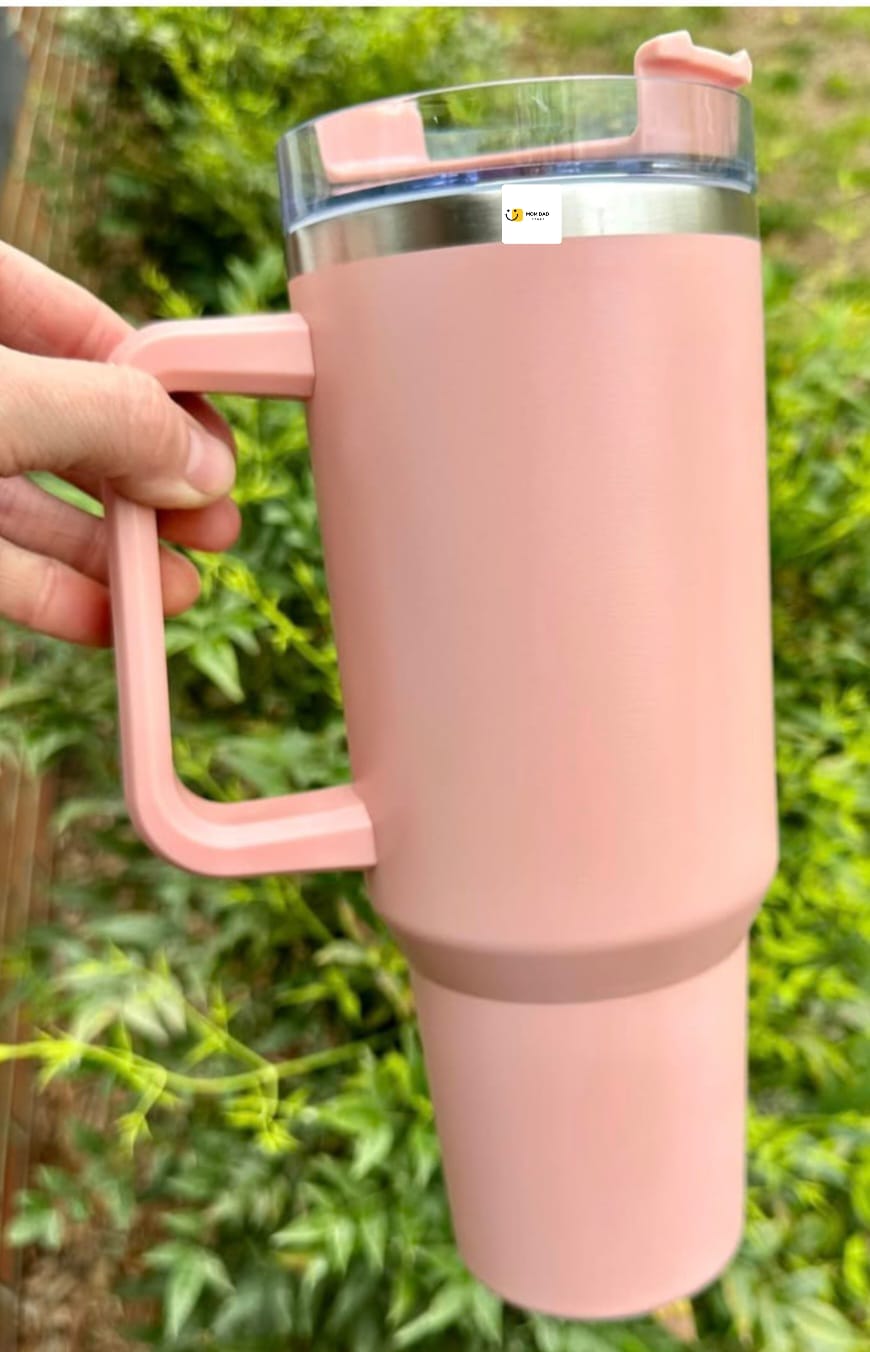 PLAIN STAINLESS STEEL TUMBLER WITH STEEL STRAW