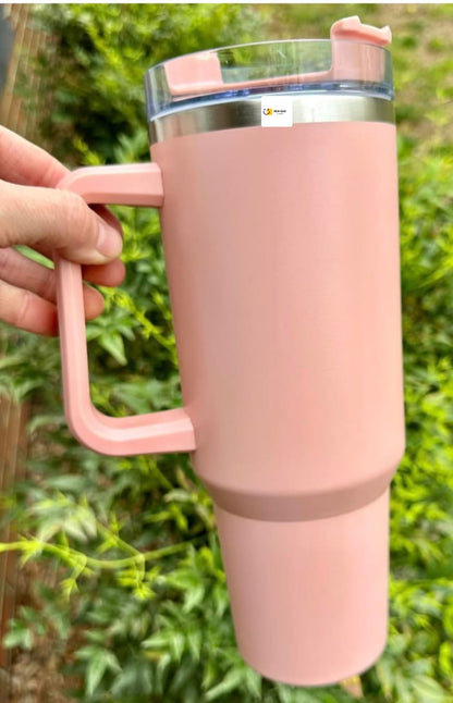 PLAIN STAINLESS STEEL TUMBLER WITH STEEL STRAW