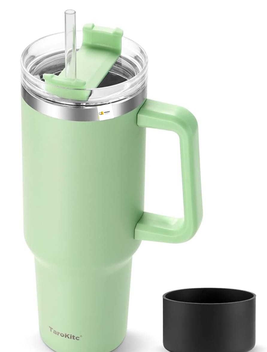 PLAIN STAINLESS STEEL TUMBLER WITH STEEL STRAW