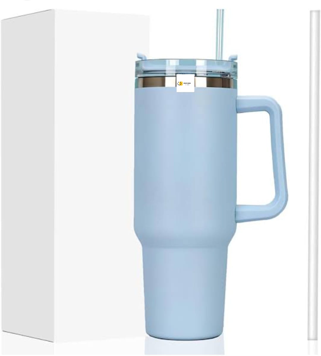 PLAIN STAINLESS STEEL TUMBLER WITH STEEL STRAW