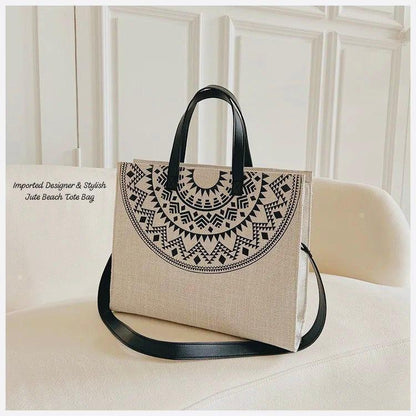 STYLISH JUTE BEACH TOTE BAG*