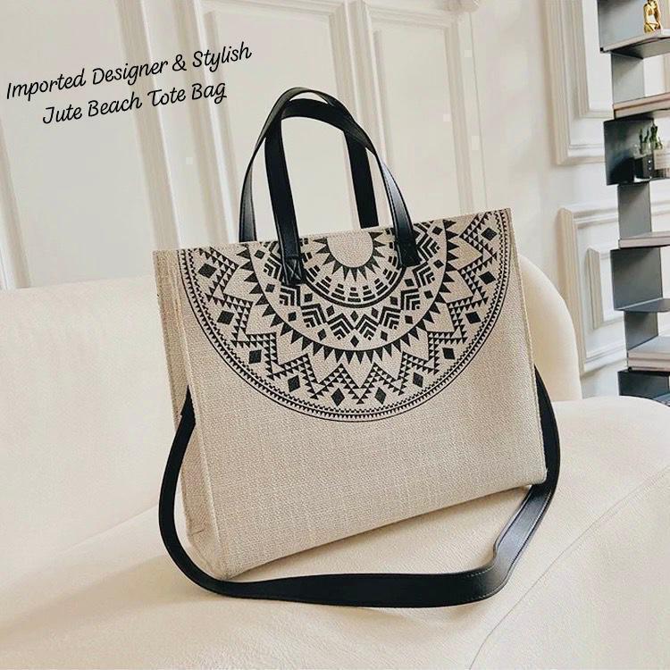 STYLISH JUTE BEACH TOTE BAG*