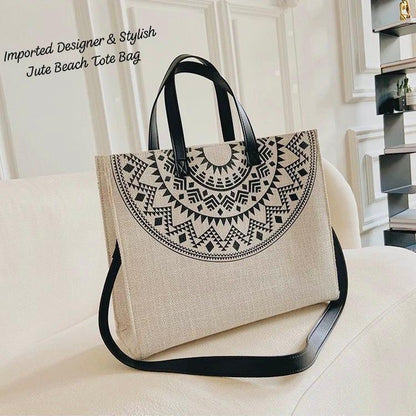 STYLISH JUTE BEACH TOTE BAG*
