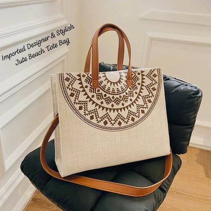 STYLISH JUTE BEACH TOTE BAG*